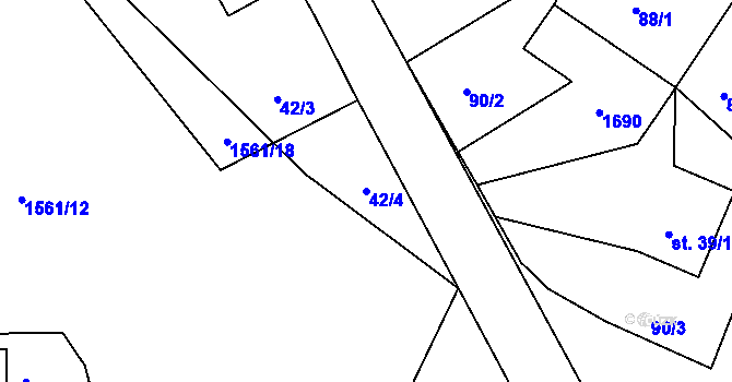 Parcela st. 42/4 v KÚ Opařany, Katastrální mapa