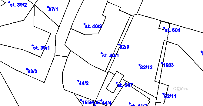 Parcela st. 40/1 v KÚ Opařany, Katastrální mapa
