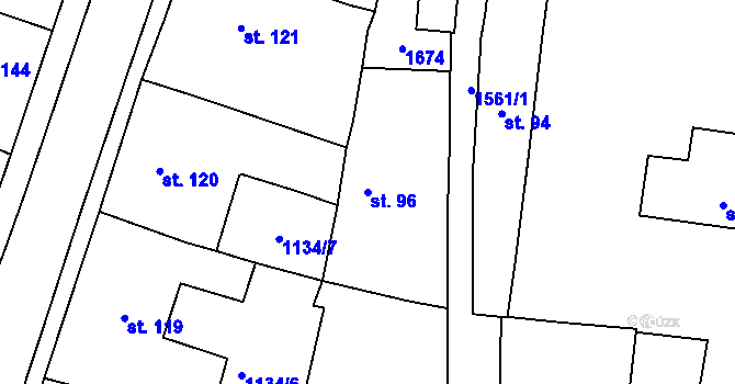 Parcela st. 96 v KÚ Opařany, Katastrální mapa