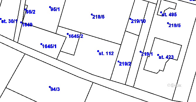 Parcela st. 112 v KÚ Opařany, Katastrální mapa