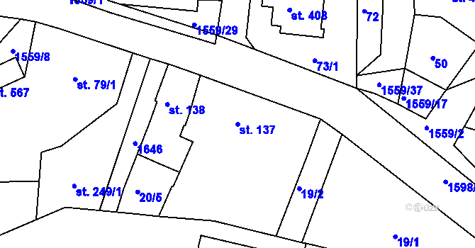 Parcela st. 137 v KÚ Opařany, Katastrální mapa