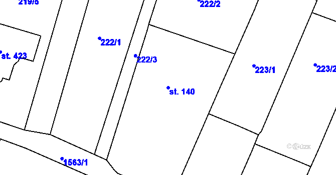 Parcela st. 140 v KÚ Opařany, Katastrální mapa
