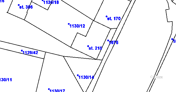 Parcela st. 215 v KÚ Opařany, Katastrální mapa