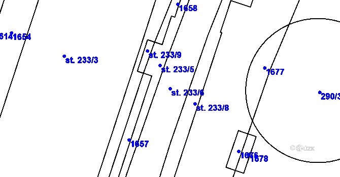 Parcela st. 233/6 v KÚ Opařany, Katastrální mapa