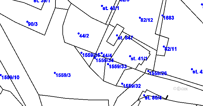 Parcela st. 44/4 v KÚ Opařany, Katastrální mapa