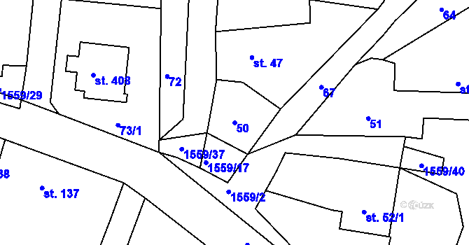 Parcela st. 50 v KÚ Opařany, Katastrální mapa