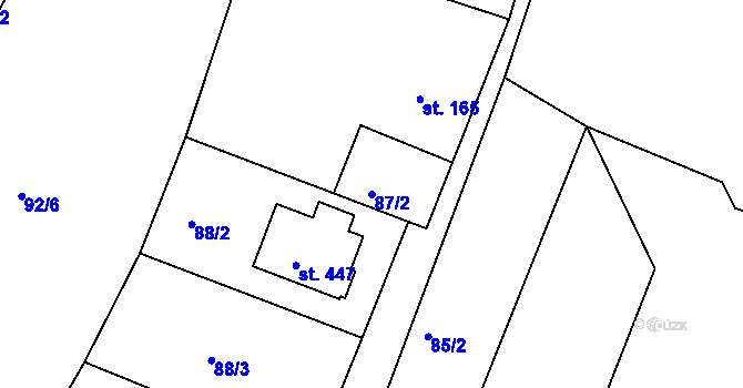 Parcela st. 87/2 v KÚ Opařany, Katastrální mapa