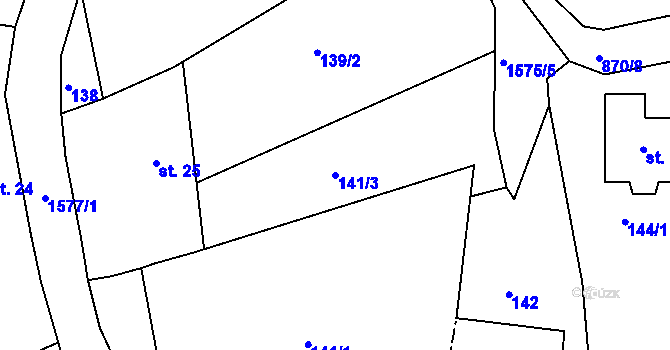 Parcela st. 141/3 v KÚ Opařany, Katastrální mapa