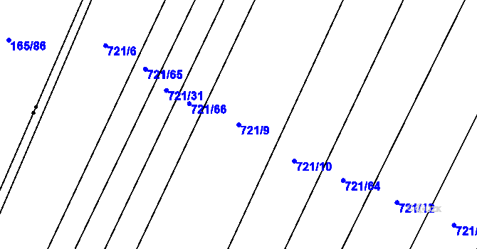 Parcela st. 721/9 v KÚ Opařany, Katastrální mapa