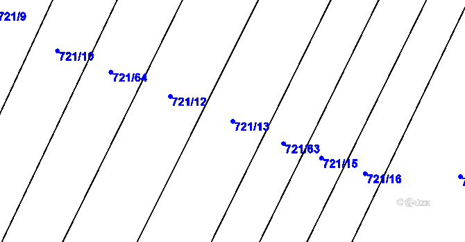 Parcela st. 721/13 v KÚ Opařany, Katastrální mapa