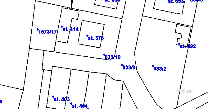Parcela st. 833/10 v KÚ Opařany, Katastrální mapa