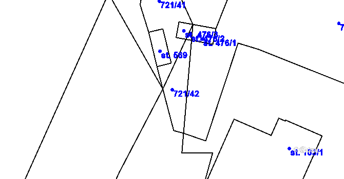 Parcela st. 721/42 v KÚ Opařany, Katastrální mapa