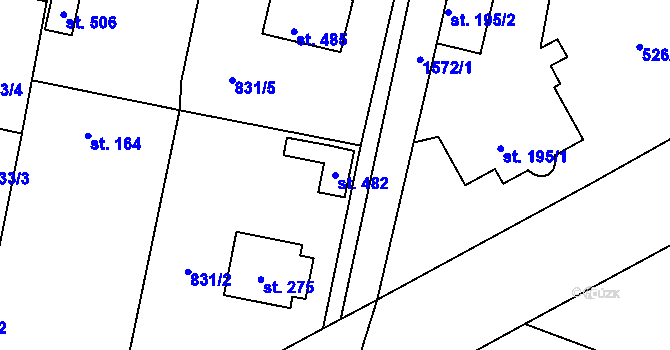 Parcela st. 482 v KÚ Opařany, Katastrální mapa