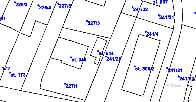 Parcela st. 544 v KÚ Opařany, Katastrální mapa