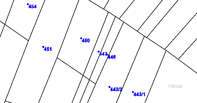 Parcela st. 447 v KÚ Opařany, Katastrální mapa