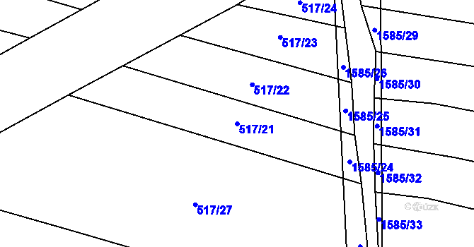 Parcela st. 517/21 v KÚ Opařany, Katastrální mapa