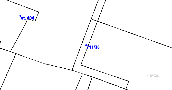 Parcela st. 711/38 v KÚ Opařany, Katastrální mapa