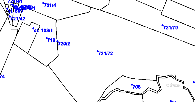 Parcela st. 721/72 v KÚ Opařany, Katastrální mapa