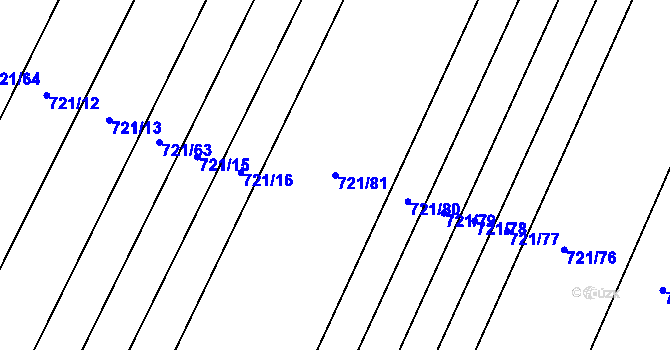Parcela st. 721/81 v KÚ Opařany, Katastrální mapa