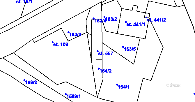 Parcela st. 557 v KÚ Opařany, Katastrální mapa