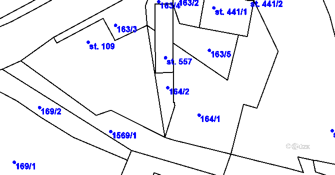 Parcela st. 164/2 v KÚ Opařany, Katastrální mapa