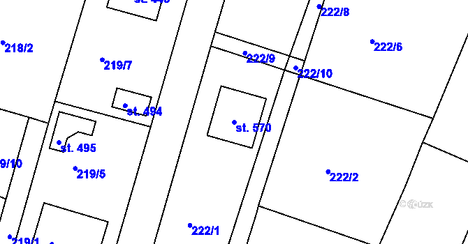 Parcela st. 570 v KÚ Opařany, Katastrální mapa