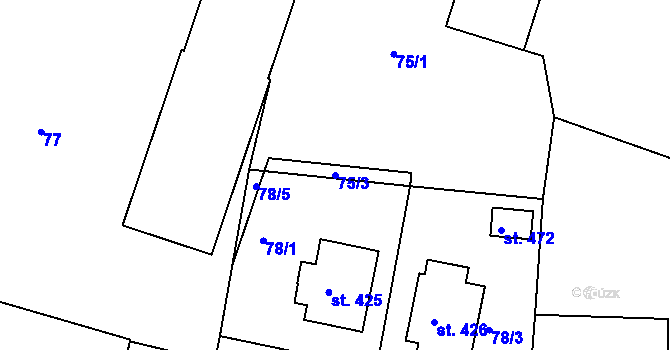 Parcela st. 75/3 v KÚ Opařany, Katastrální mapa