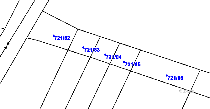 Parcela st. 721/84 v KÚ Opařany, Katastrální mapa