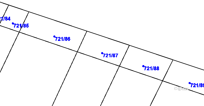 Parcela st. 721/87 v KÚ Opařany, Katastrální mapa