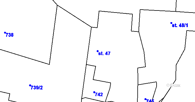 Parcela st. 47 v KÚ Podboří, Katastrální mapa