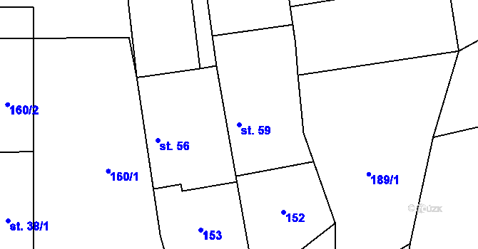 Parcela st. 59 v KÚ Podboří, Katastrální mapa