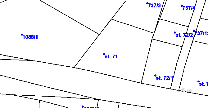 Parcela st. 71 v KÚ Podboří, Katastrální mapa