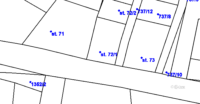 Parcela st. 72/1 v KÚ Podboří, Katastrální mapa
