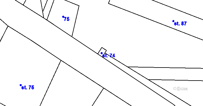 Parcela st. 74 v KÚ Podboří, Katastrální mapa