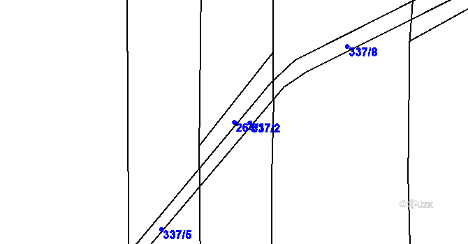 Parcela st. 264/1 v KÚ Podboří, Katastrální mapa