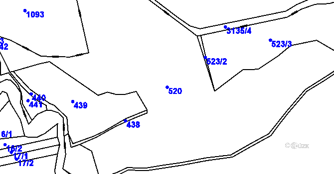 Parcela st. 520 v KÚ Podboří, Katastrální mapa
