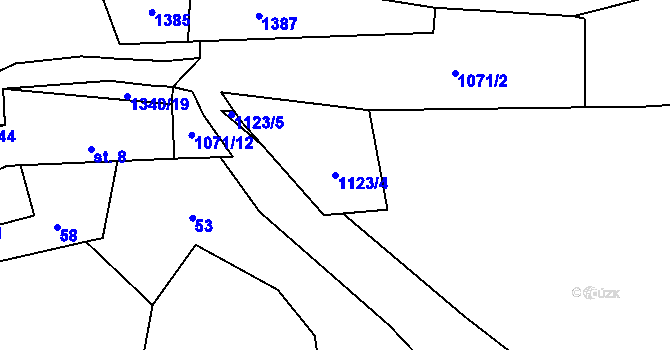 Parcela st. 1123/4 v KÚ Podboří, Katastrální mapa