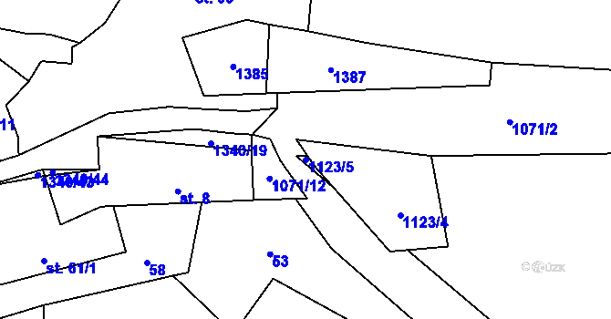 Parcela st. 1123/5 v KÚ Podboří, Katastrální mapa
