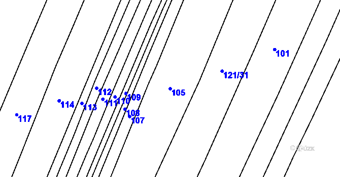 Parcela st. 105 v KÚ Podboří, Katastrální mapa