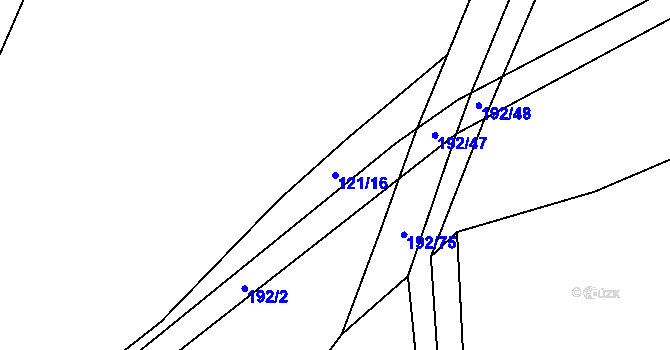 Parcela st. 121/16 v KÚ Podboří, Katastrální mapa