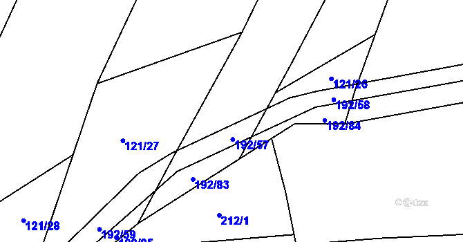 Parcela st. 121/25 v KÚ Podboří, Katastrální mapa