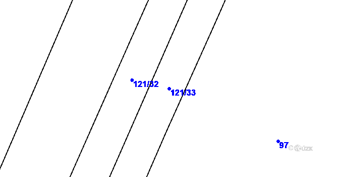 Parcela st. 121/33 v KÚ Podboří, Katastrální mapa