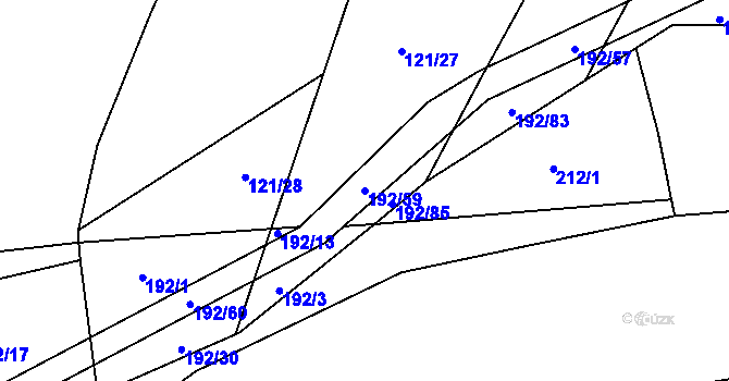 Parcela st. 192/59 v KÚ Podboří, Katastrální mapa