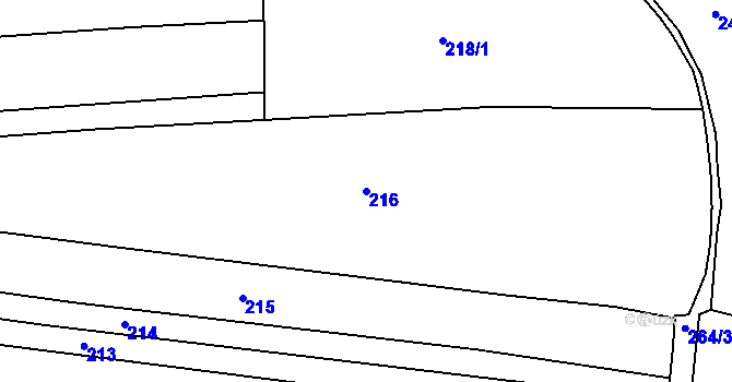 Parcela st. 216 v KÚ Podboří, Katastrální mapa