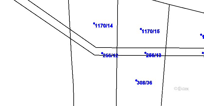 Parcela st. 256/12 v KÚ Podboří, Katastrální mapa