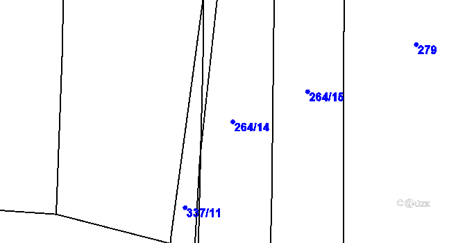 Parcela st. 264/14 v KÚ Podboří, Katastrální mapa