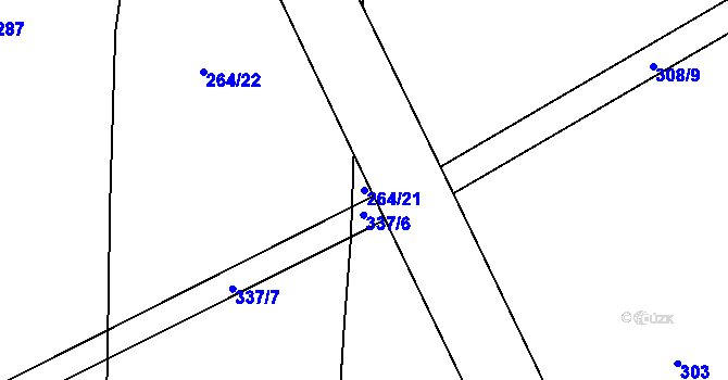 Parcela st. 264/21 v KÚ Podboří, Katastrální mapa