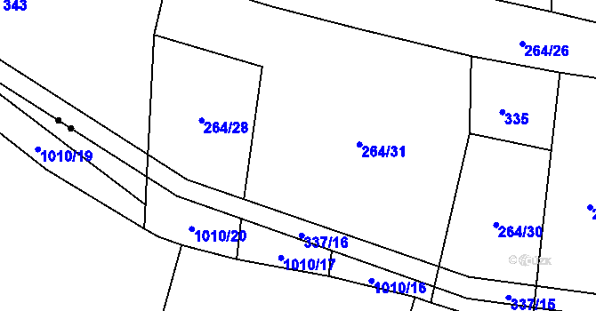 Parcela st. 264/29 v KÚ Podboří, Katastrální mapa