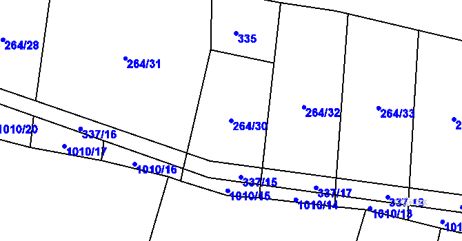 Parcela st. 264/30 v KÚ Podboří, Katastrální mapa