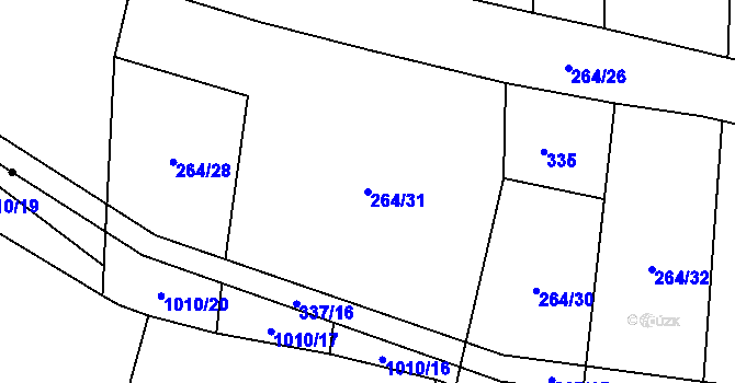 Parcela st. 264/31 v KÚ Podboří, Katastrální mapa
